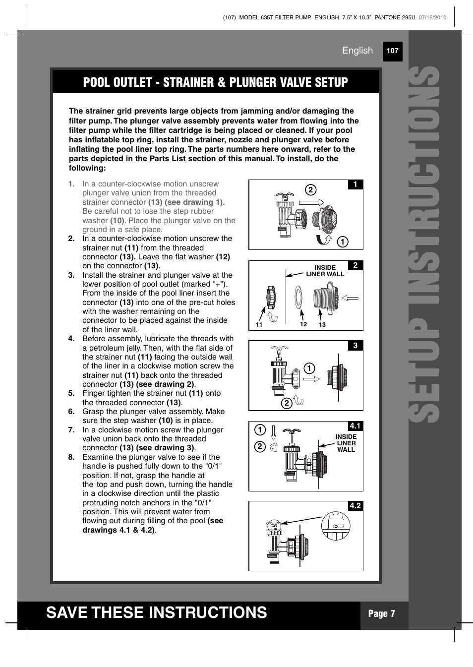 Ss ee tt uu pp ii nn ss tt rr uu cc tt iioo nn ss | Intex 635T Krystal Clear 2011 User Manual | Page 7 / 19