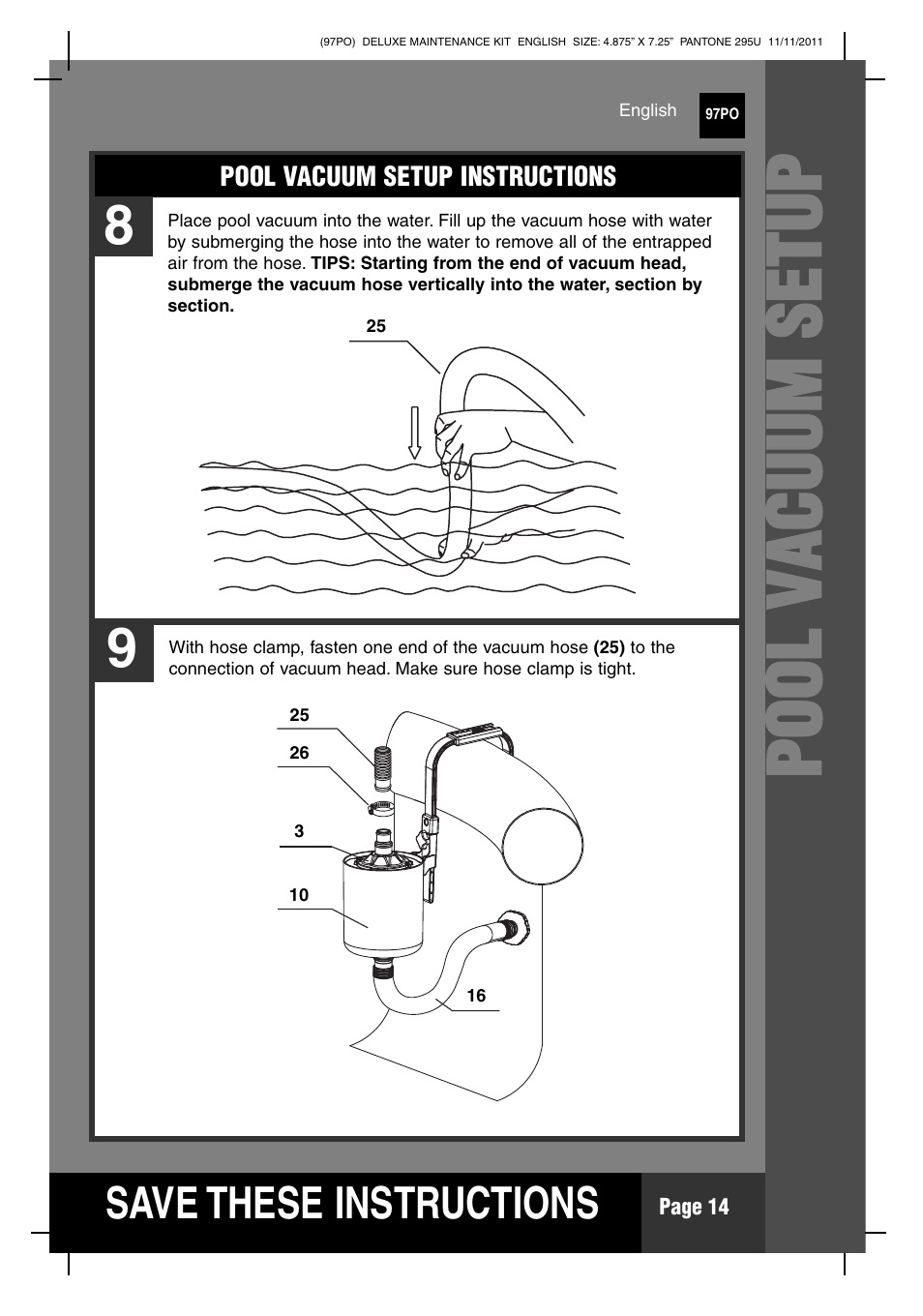 Pp oo oo ll vv aa cc uu uu mm ss ee tt uu pp | Intex Deluxe Maintenance Kit 2012 User Manual | Page 14 / 20