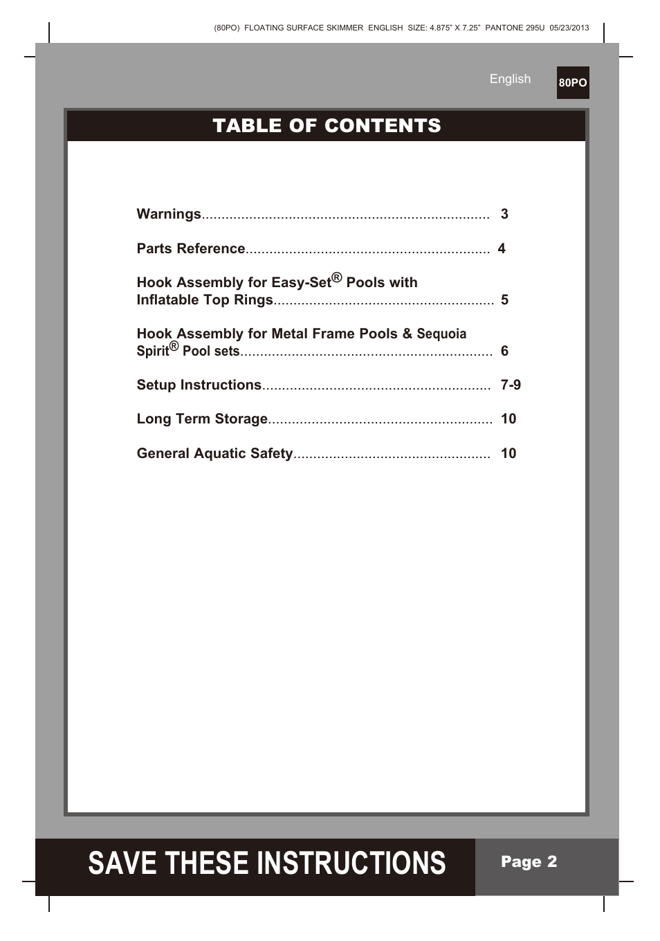 Intex Floating Surface Skimmer v.3 User Manual | Page 2 / 10
