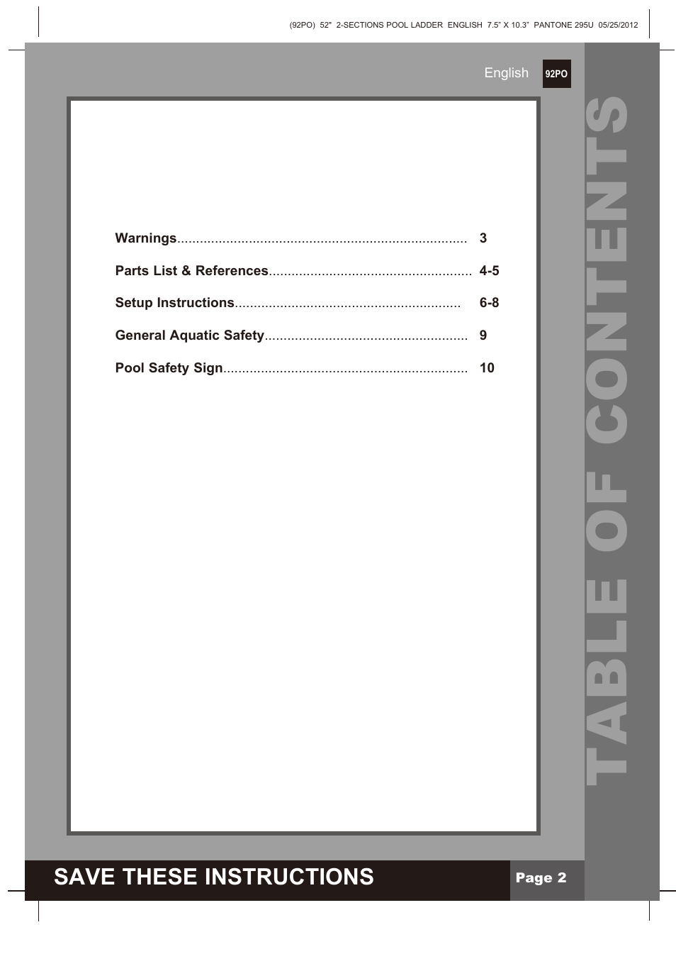 Intex Pool Ladder For 52in (132 cm) model 2013 User Manual | Page 2 / 10