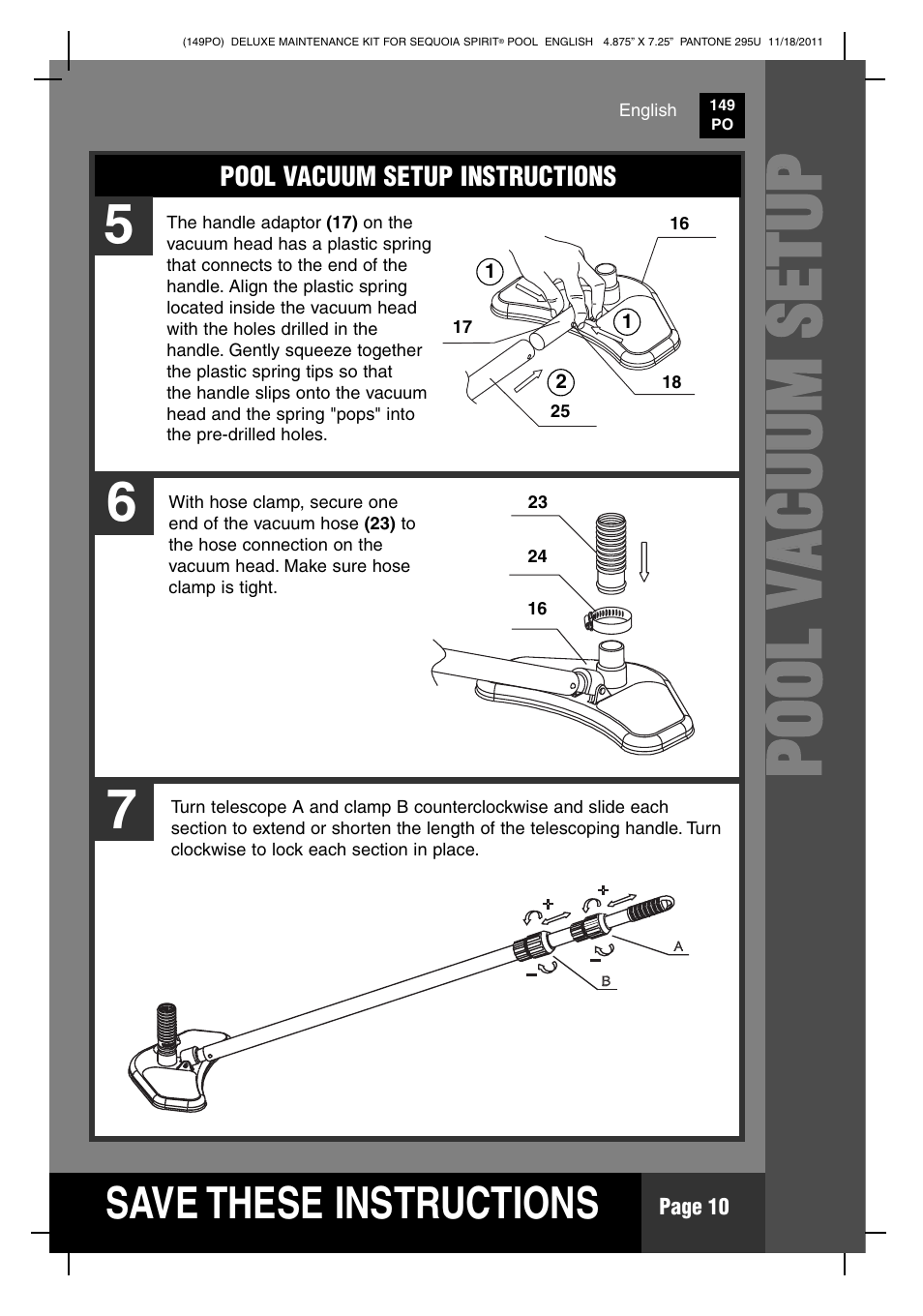 Pp oo oo ll vv aa cc uu uu mm ss ee tt uu pp | Intex Deluxe Maintenance Kit For 18 FT 8 IN X 53 IN SEQUOIA SPIRIT POOL 2012 User Manual | Page 10 / 17