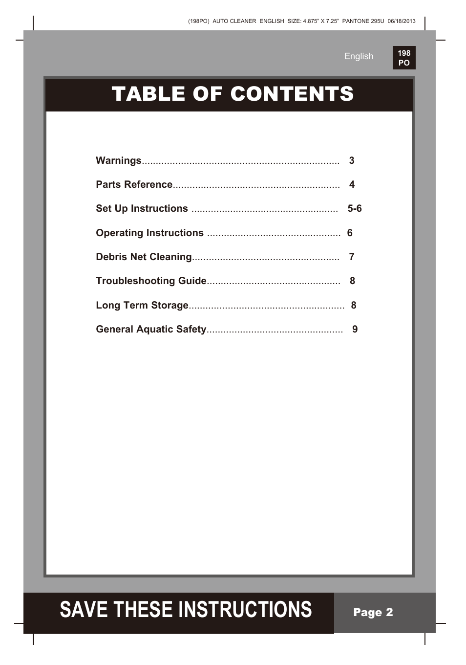 Intex AUTO POOL CLEANER User Manual | Page 2 / 9