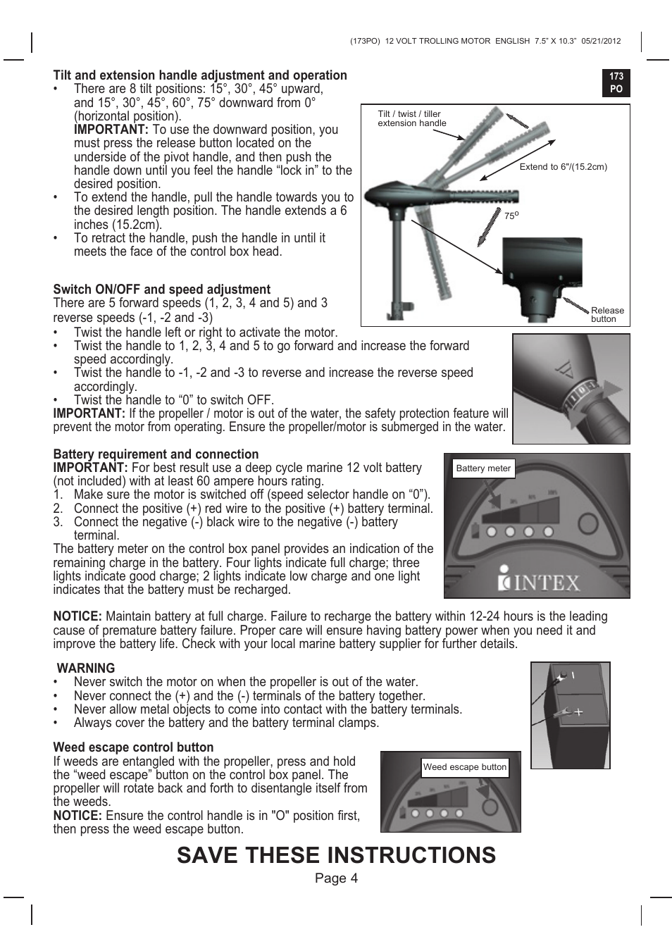 Save these instructions | Intex BM4212 2013 User Manual | Page 4 / 7