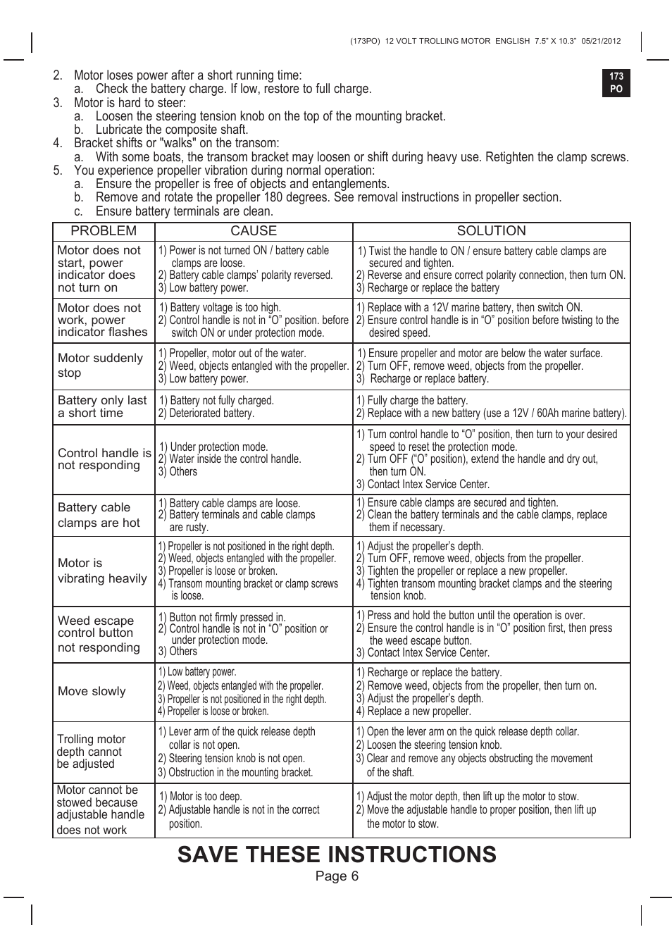 Save these instructions | Intex BM4212 2013 User Manual | Page 6 / 7