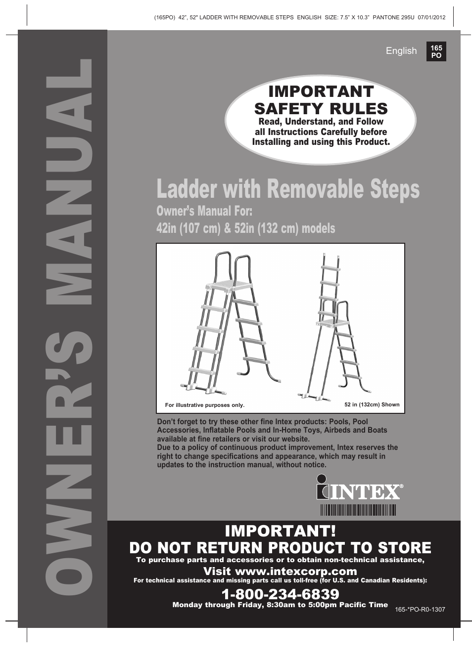 Intex Ladder with Removable Steps For 52in (132 cm) User Manual | 14 pages