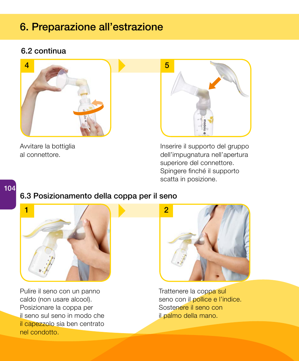 Preparazione all’estrazione | Medela Harmony User Manual | Page 104 / 172