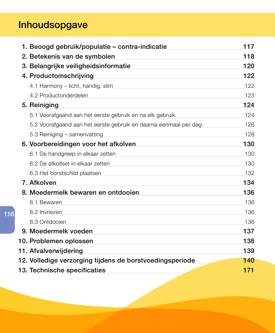 Inhoudsopgave | Medela Harmony User Manual | Page 116 / 172