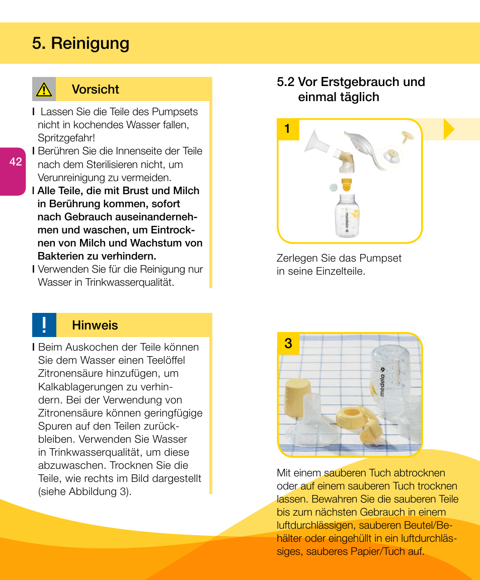 Reinigung | Medela Harmony User Manual | Page 42 / 172