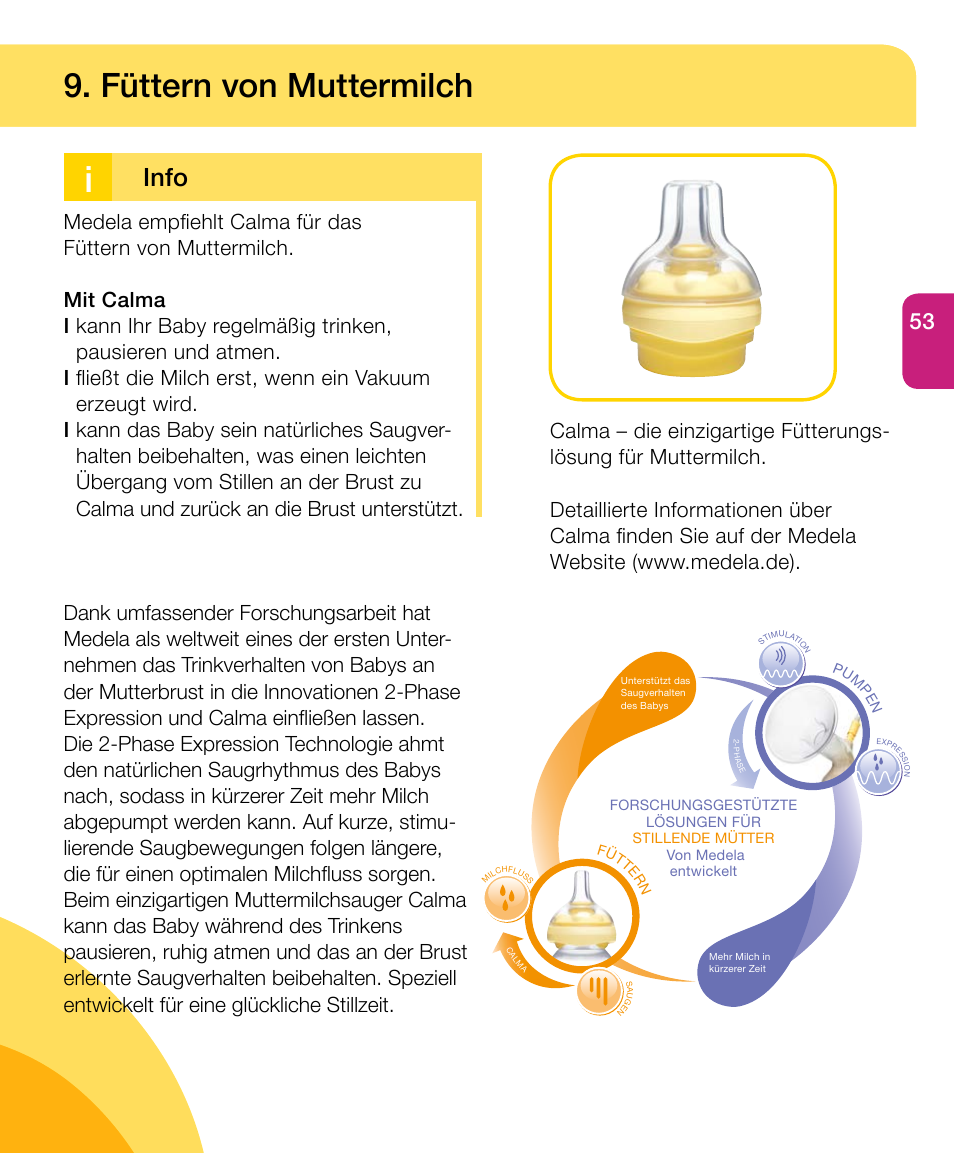 Füttern von muttermilch, Info | Medela Harmony User Manual | Page 53 / 172