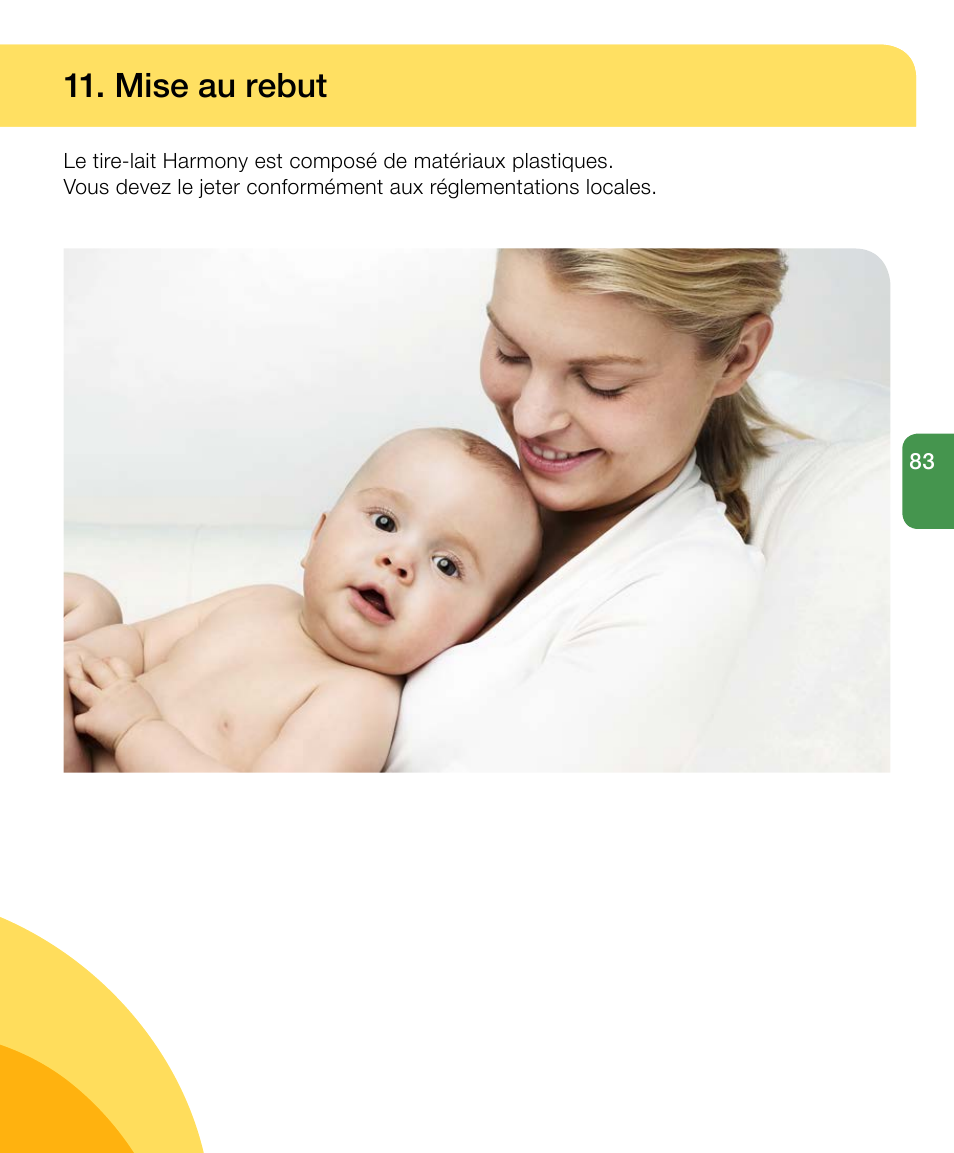 Mise au rebut | Medela Harmony User Manual | Page 83 / 172