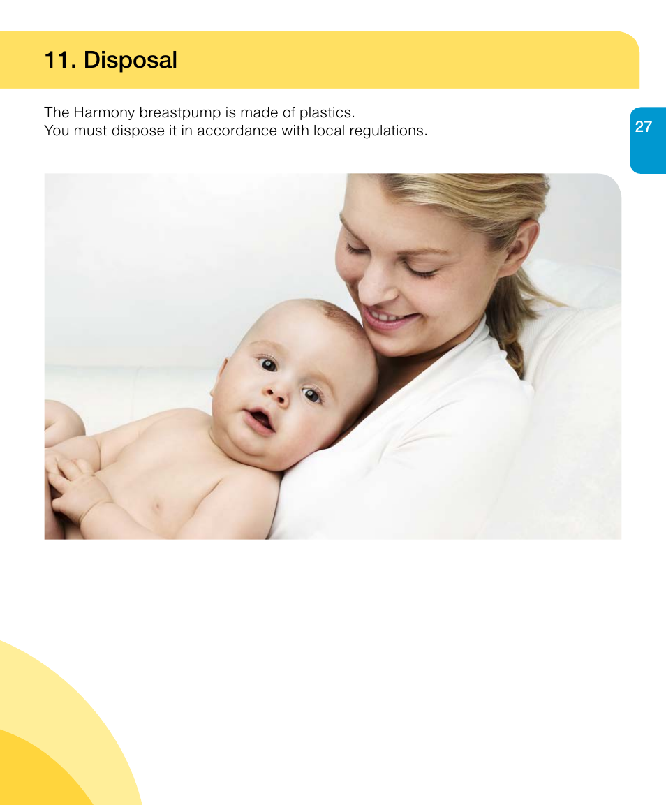 Disposal | Medela Harmony User Manual | Page 27 / 88