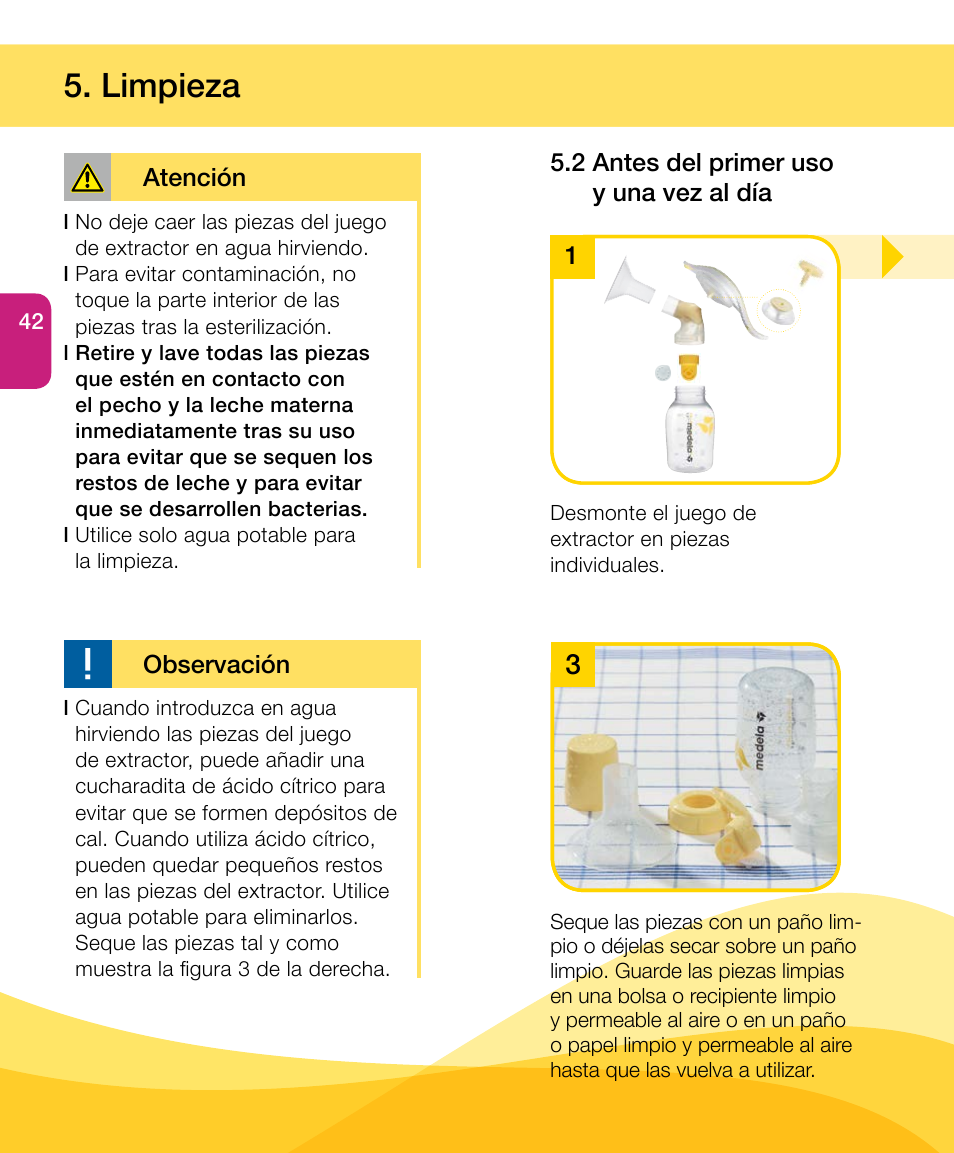 Limpieza | Medela Harmony User Manual | Page 42 / 88