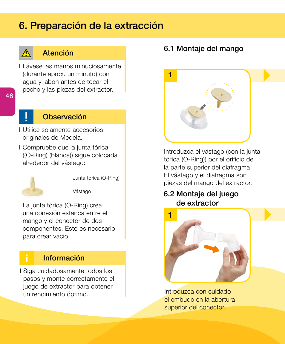 Preparación de la extracción | Medela Harmony User Manual | Page 46 / 88