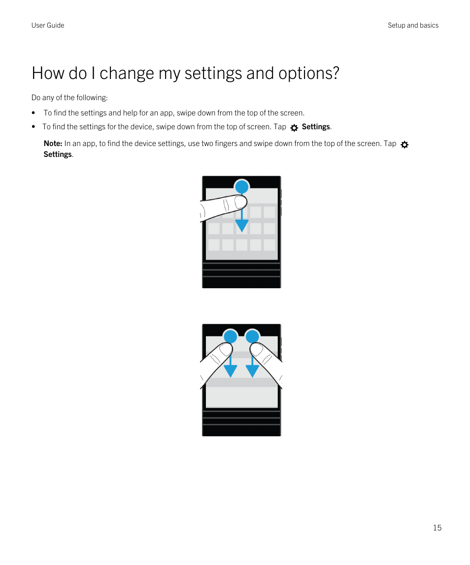 How do i change my settings and options | Blackberry Passport User Manual | Page 15 / 278