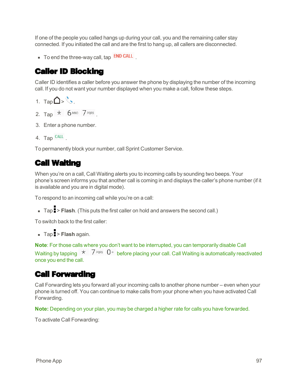 Caller id blocking, Call waiting, Call forwarding | HTC One M9 User Manual | Page 110 / 304