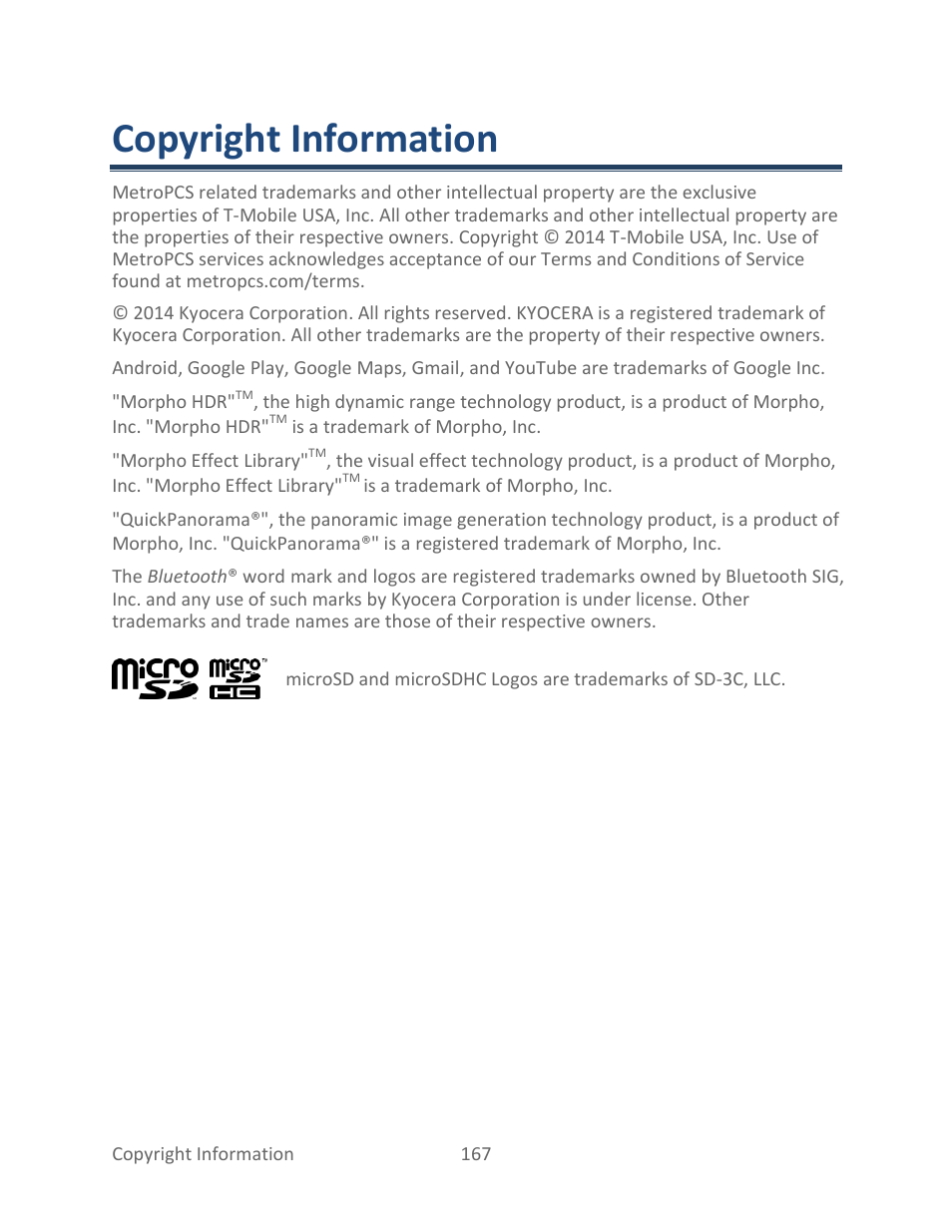 Copyright information | Kyocera Hydro LIFE User Manual | Page 176 / 181