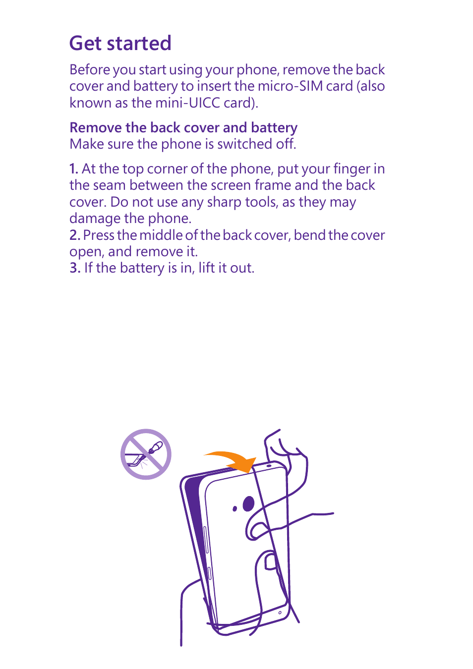 Get started | Microsoft Lumia 640 LTE Single Sim User Manual | Page 4 / 23