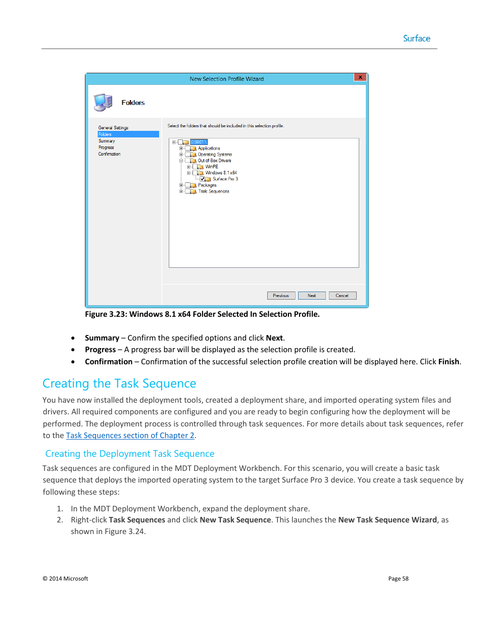 Creating the task sequence | Microsoft Surface 3 User Manual | Page 58 / 166