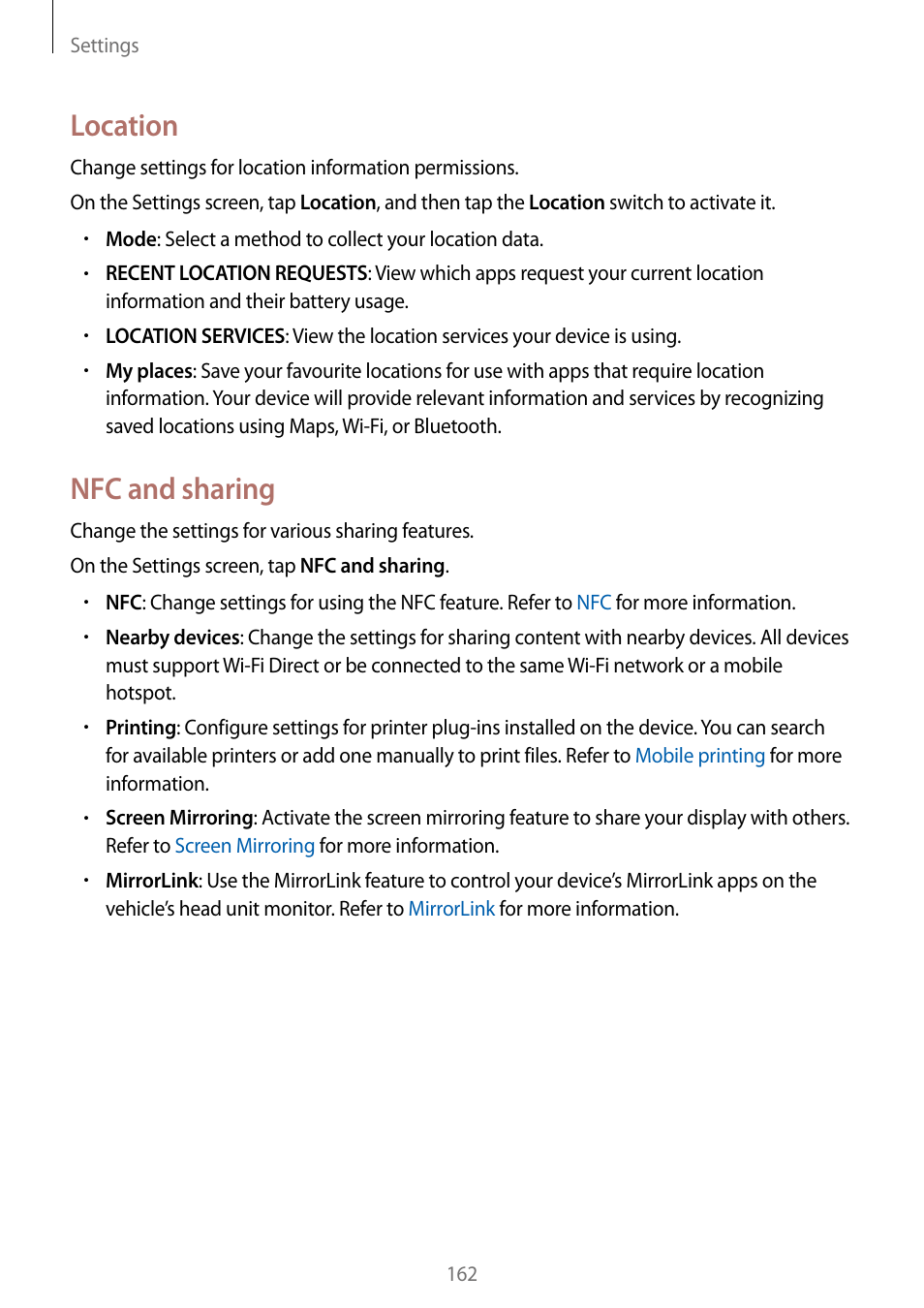 Location, Nfc and sharing | Samsung Galaxy Note Edge User Manual | Page 162 / 208