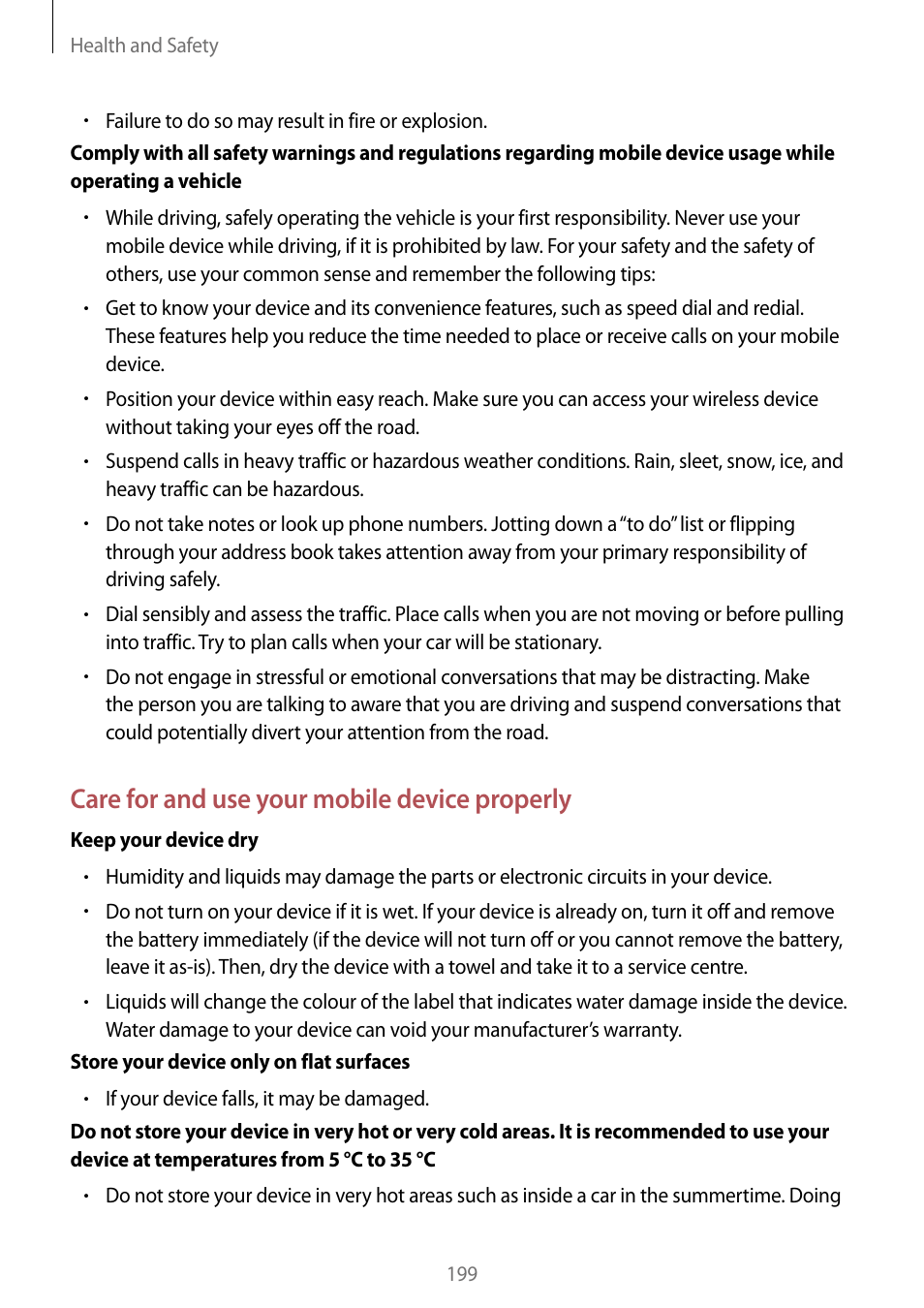 Care for and use your mobile device properly | Samsung Galaxy Note Edge User Manual | Page 199 / 208