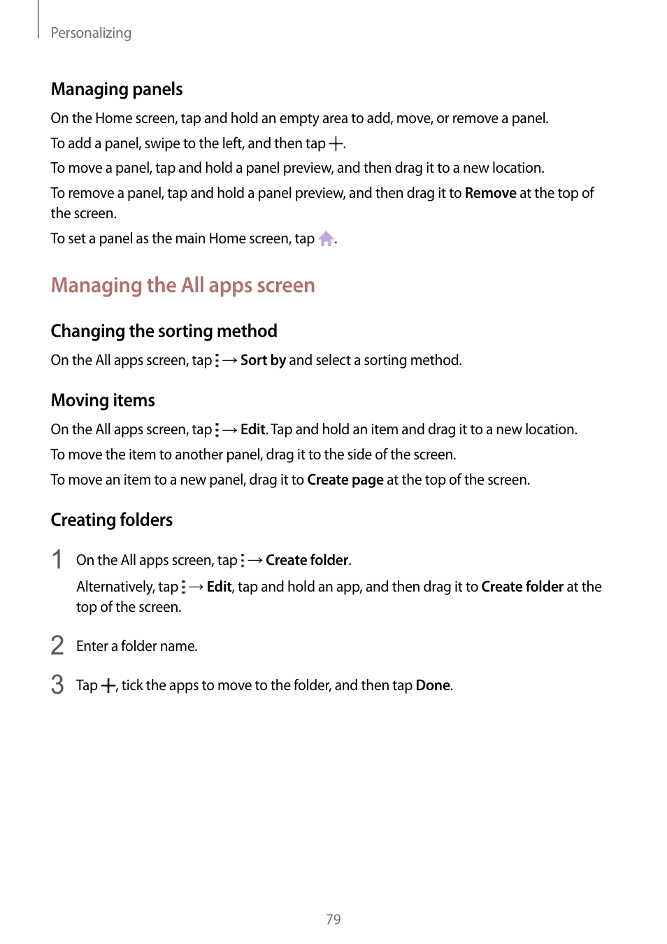 Managing the all apps screen | Samsung Galaxy Note Edge User Manual | Page 79 / 208