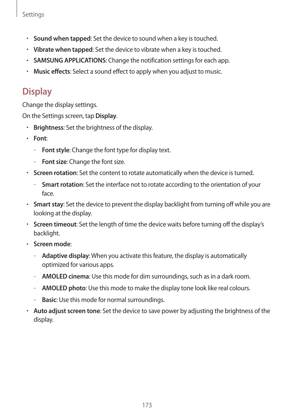 Display | Samsung Galaxy Alpha User Manual | Page 173 / 235