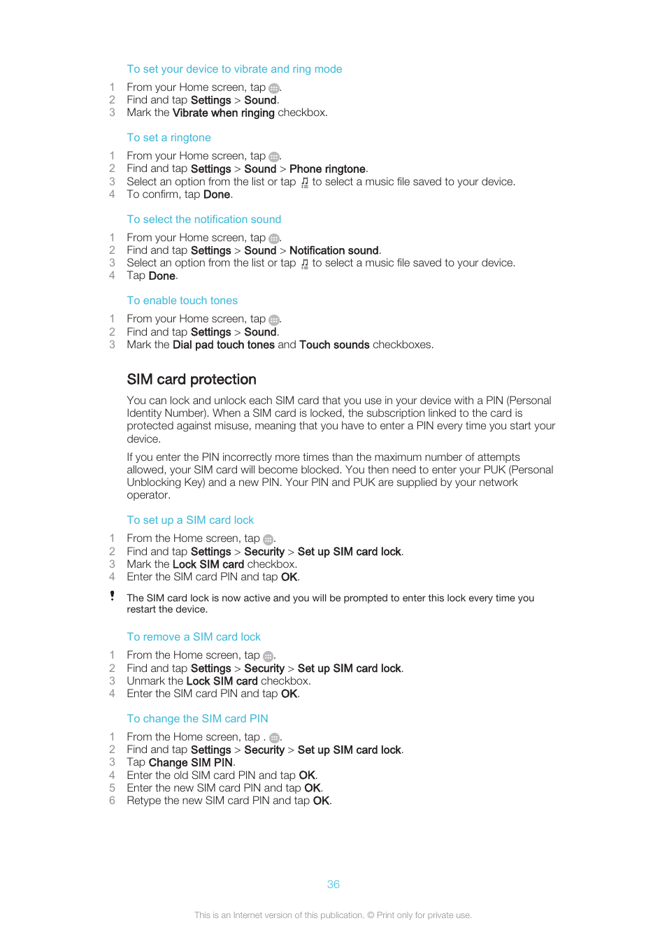 Sim card protection | Sony XPERIA Z3v User Manual | Page 36 / 116