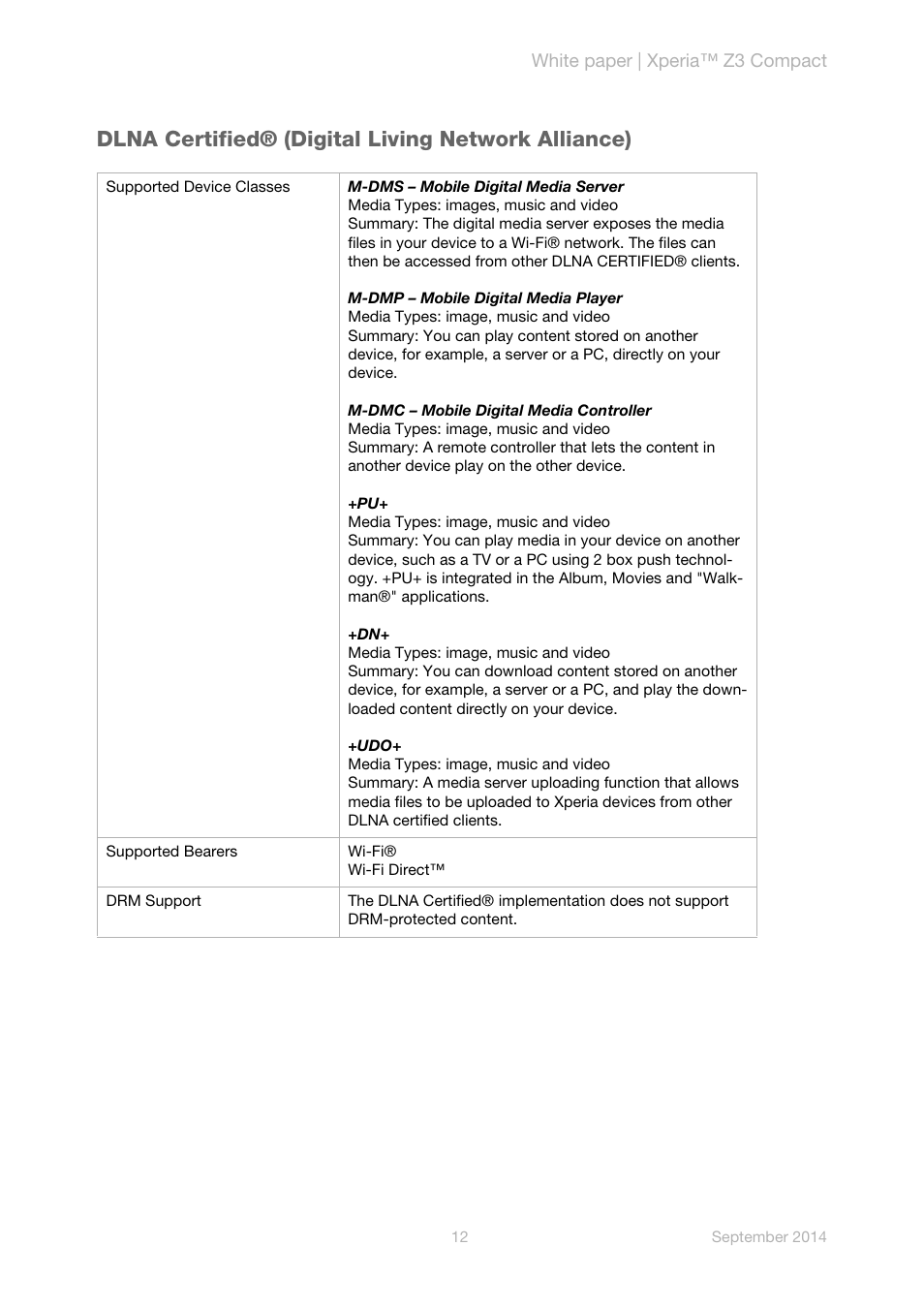 Dlna certified® (digital living network alliance) | Sony Xperia Z3 Compact User Manual | Page 14 / 24