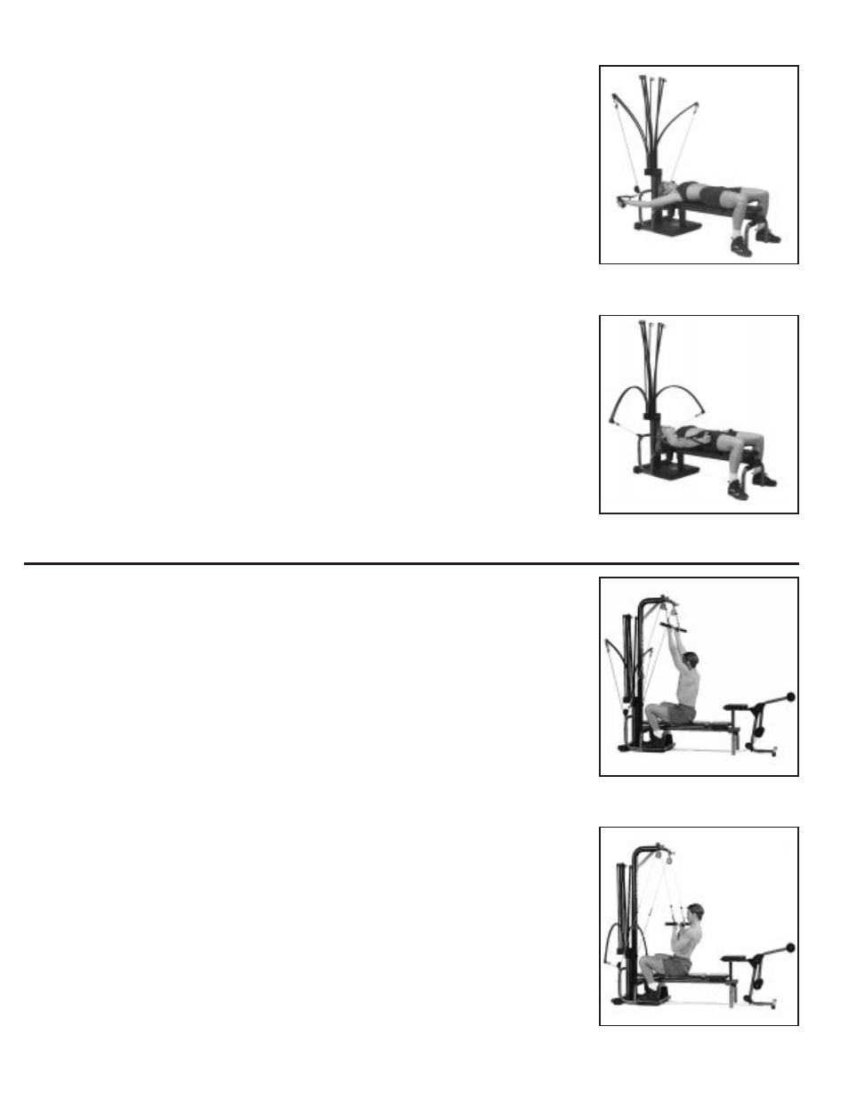 Back exercises, Reverse grip pulldowns, Muscles worked | Starting position, Action, Key points, Lying lat fly, Finish start finish start 31 | Bowflex XTL User Manual | Page 33 / 80