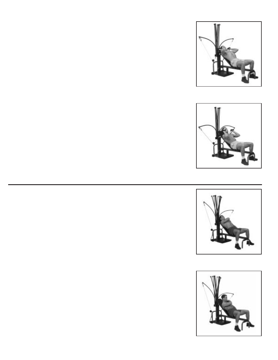 Abdominal exercises, Seated (resisted) abdominal crunch, Muscles worked | Starting position, Action, Key points, Seated (resisted) oblique abdominal crunch, Finish start finish start 43 | Bowflex XTL User Manual | Page 45 / 80