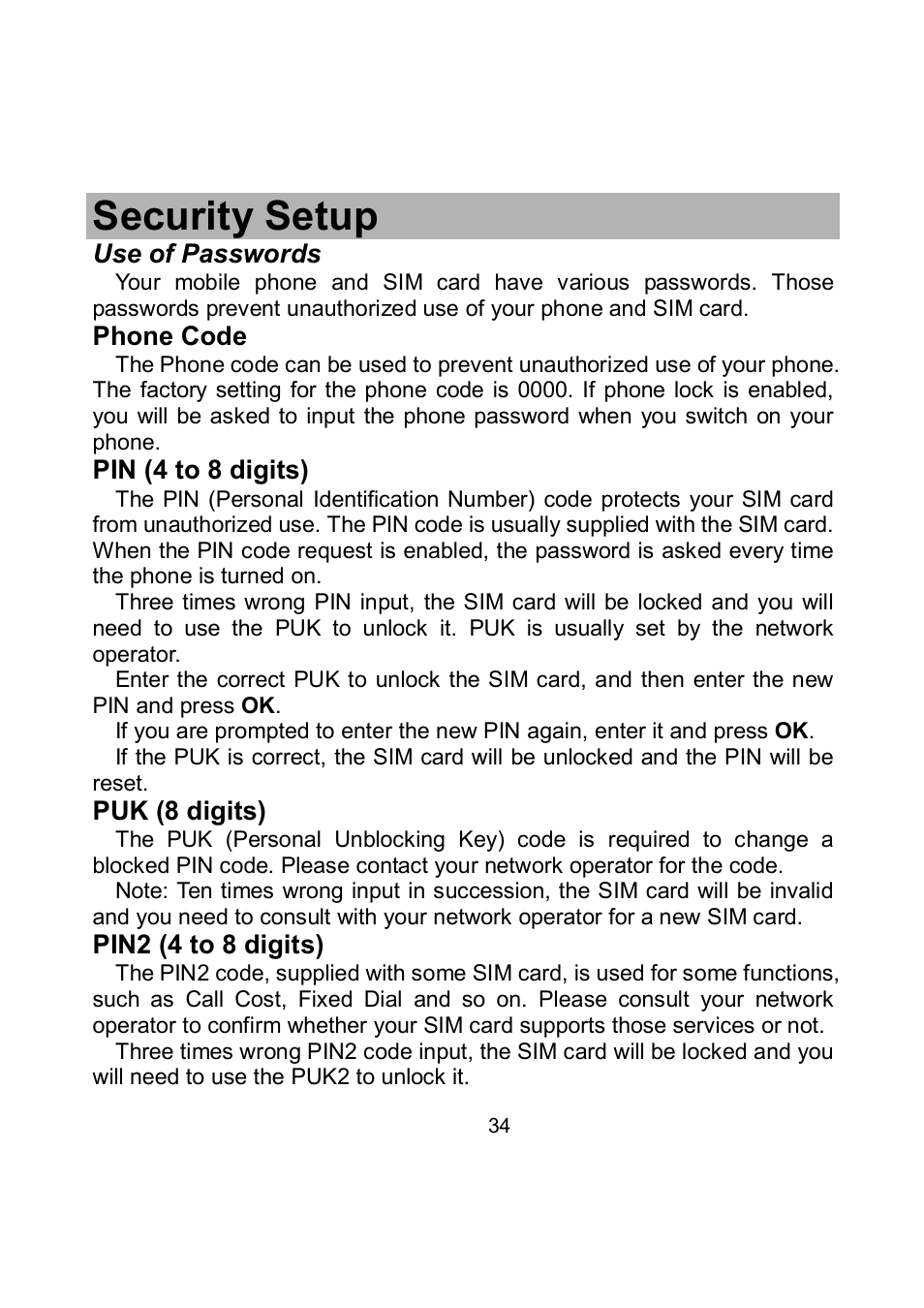 Security setup | Verykool i705 User Manual | Page 36 / 42