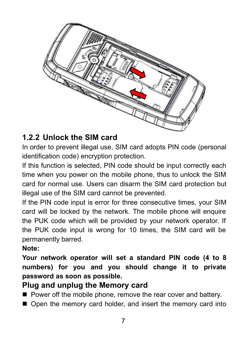 2 unlock the sim card, 3 plug and unplug the memory card | Verykool R23 User Manual | Page 12 / 41