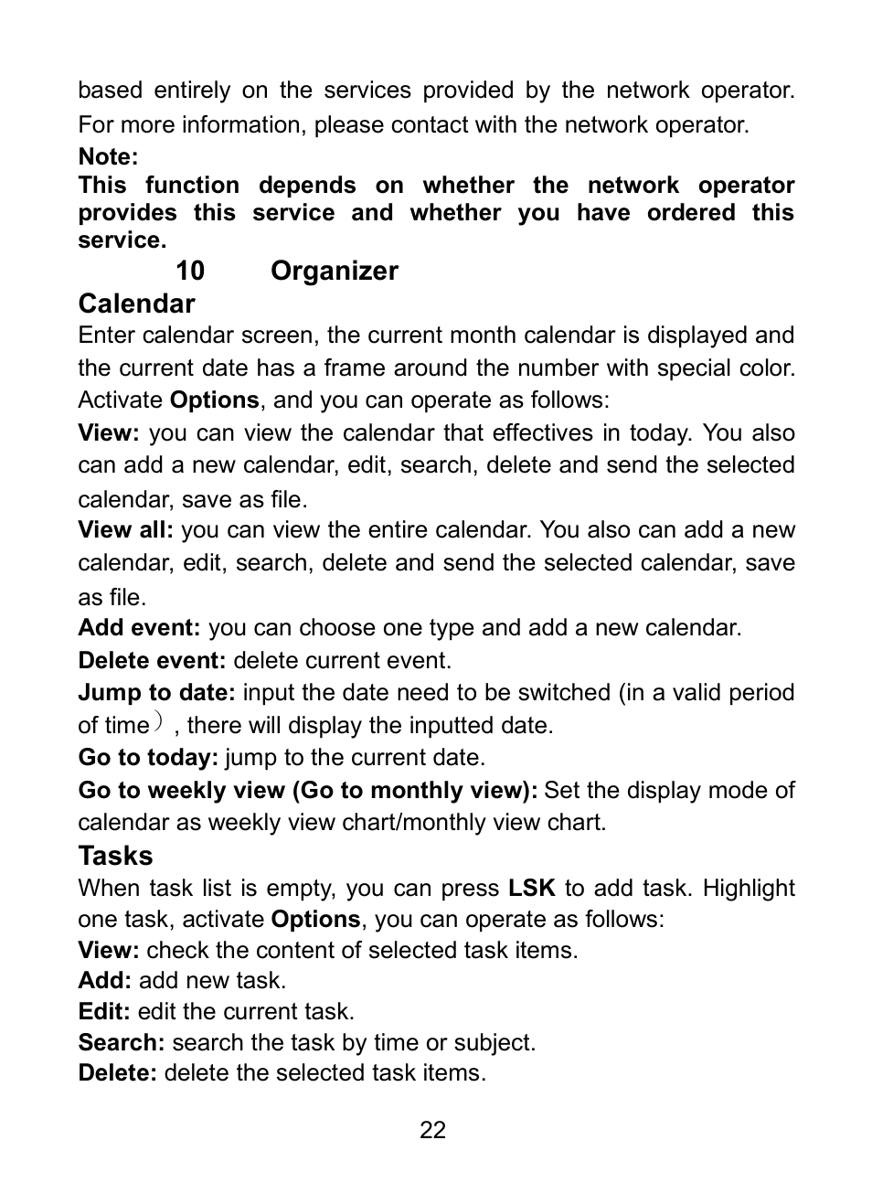 19 calendar, 20 tasks | Verykool R23 User Manual | Page 27 / 41