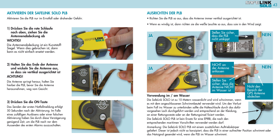 Ja nein nein | Kannad Marine SOLO PLB User Manual | Page 22 / 26