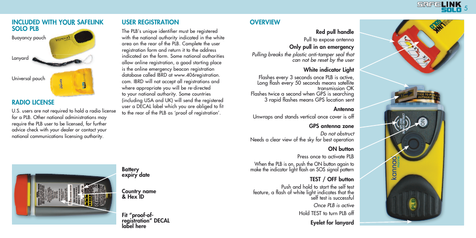 Kannad Marine SOLO PLB User Manual | Page 3 / 26