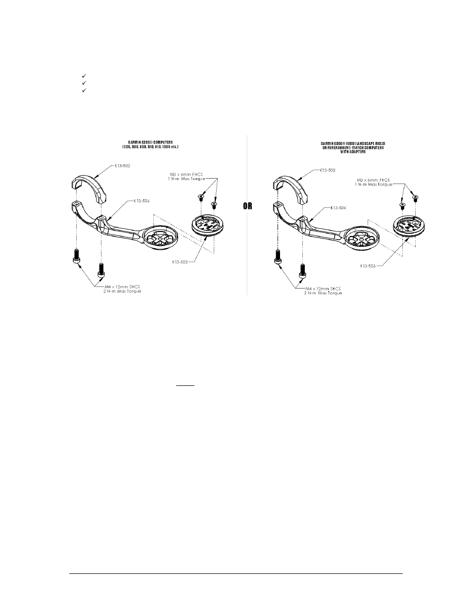 Tools/items required, Mount installation | K-Edge K13-505-[color] User Manual | Page 2 / 5