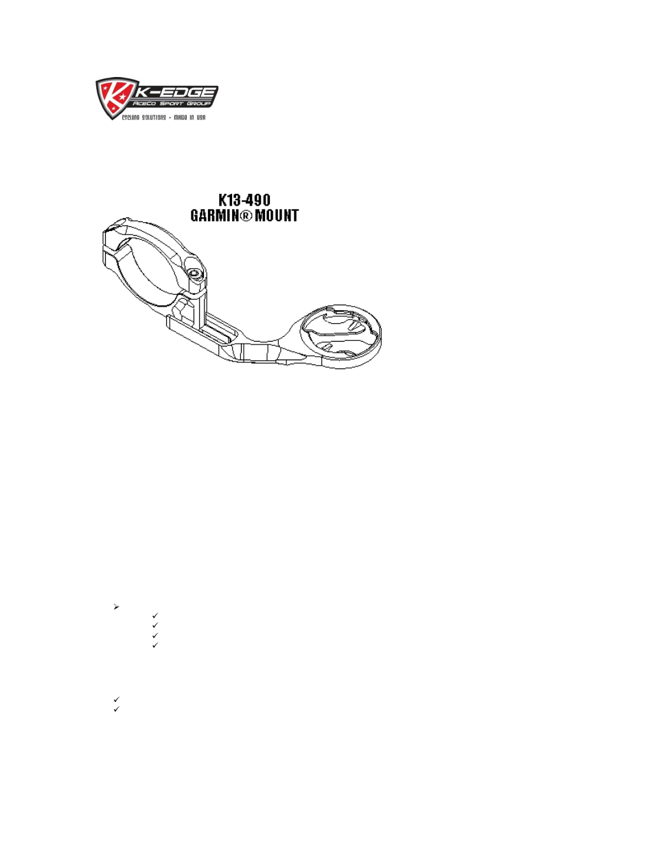 K-Edge K13-490 User Manual | 4 pages