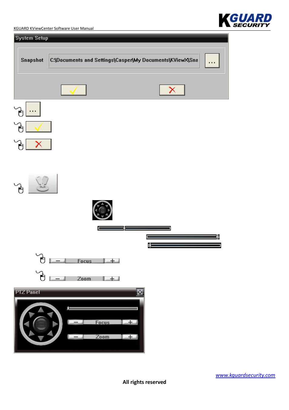 Ptz control | KGUARD Security KViewCenter User Manual | Page 41 / 44