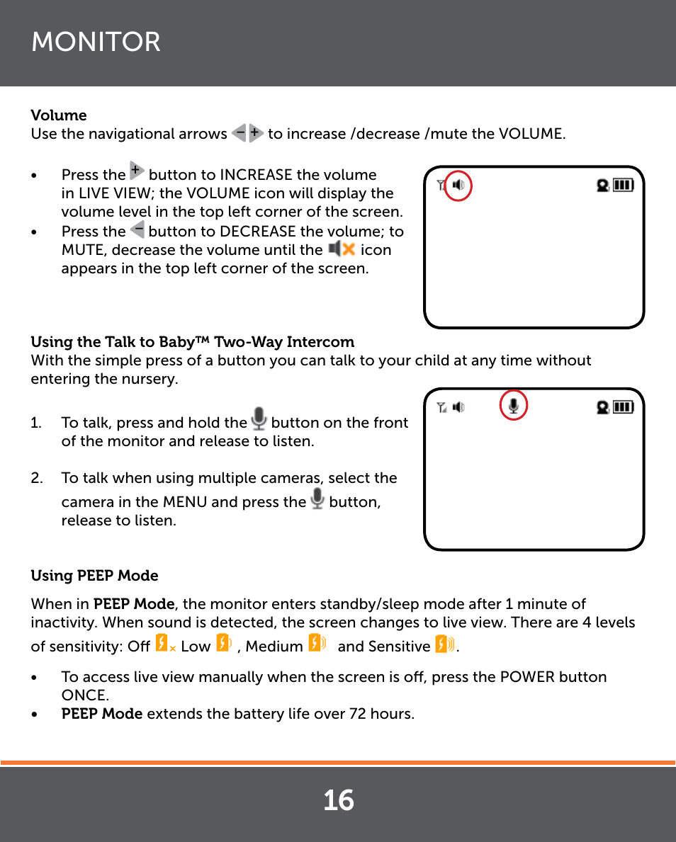 Monitor | Levana Lila Manual User Manual | Page 16 / 56