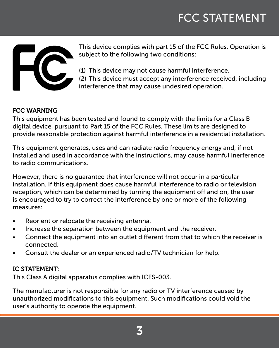 Fcc statement | Levana Lila Manual User Manual | Page 3 / 56