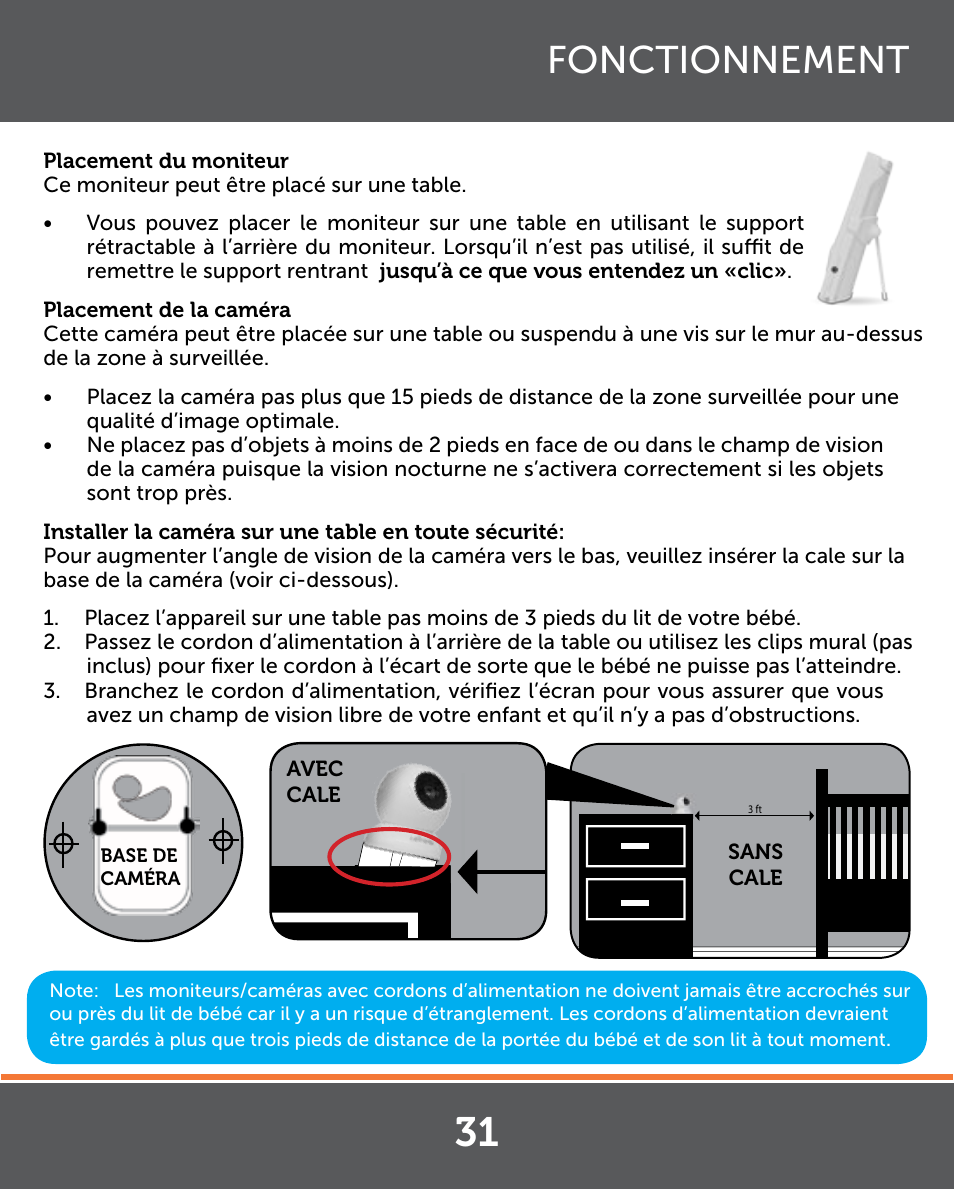 3 ft, Fonctionnement | Levana Lila Manual User Manual | Page 31 / 56