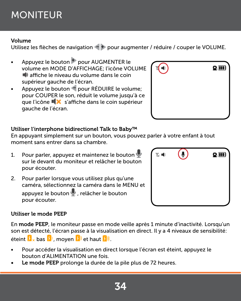 Moniteur | Levana Lila Manual User Manual | Page 34 / 56