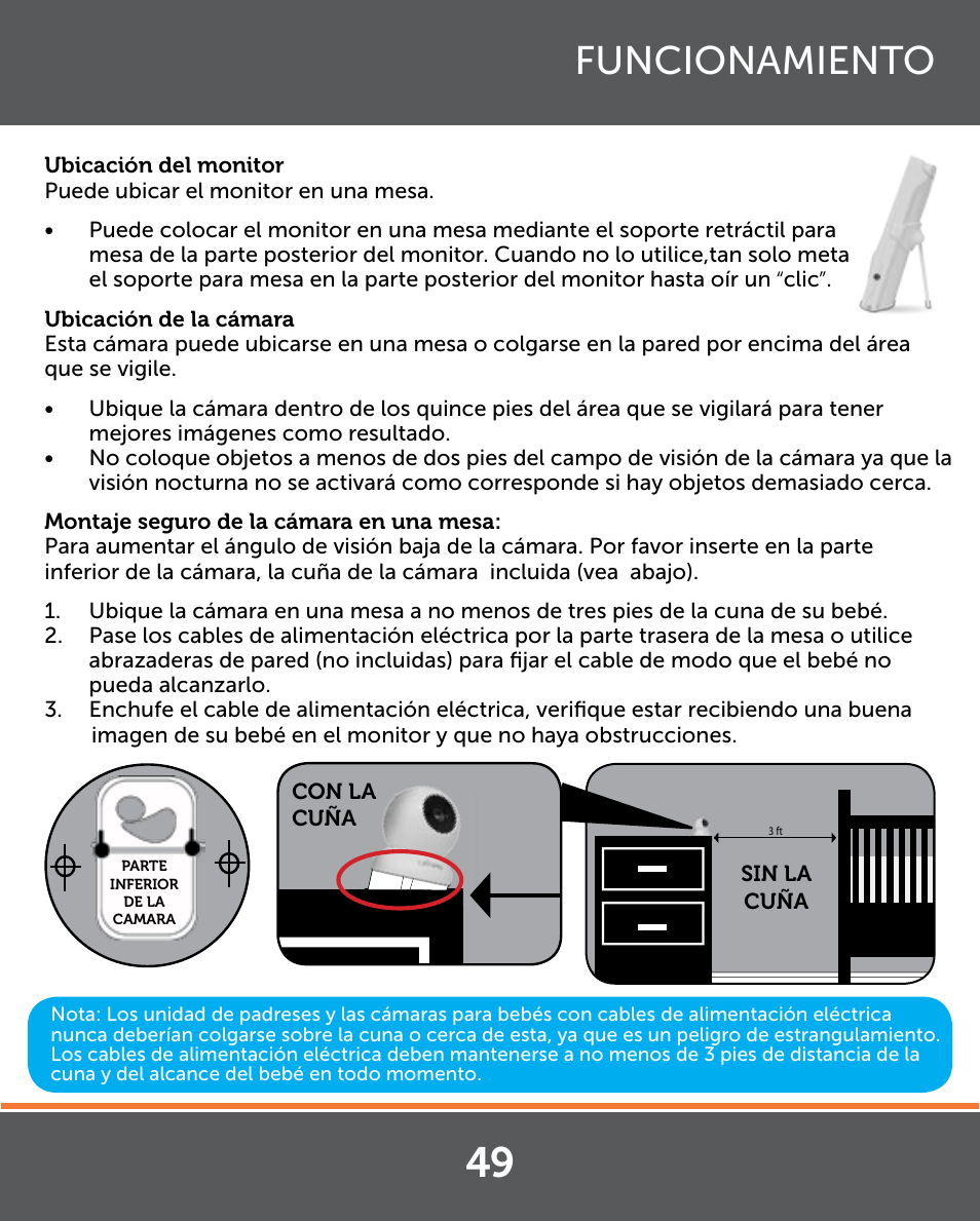 3 ft, Funcionamiento | Levana Lila Manual User Manual | Page 49 / 56