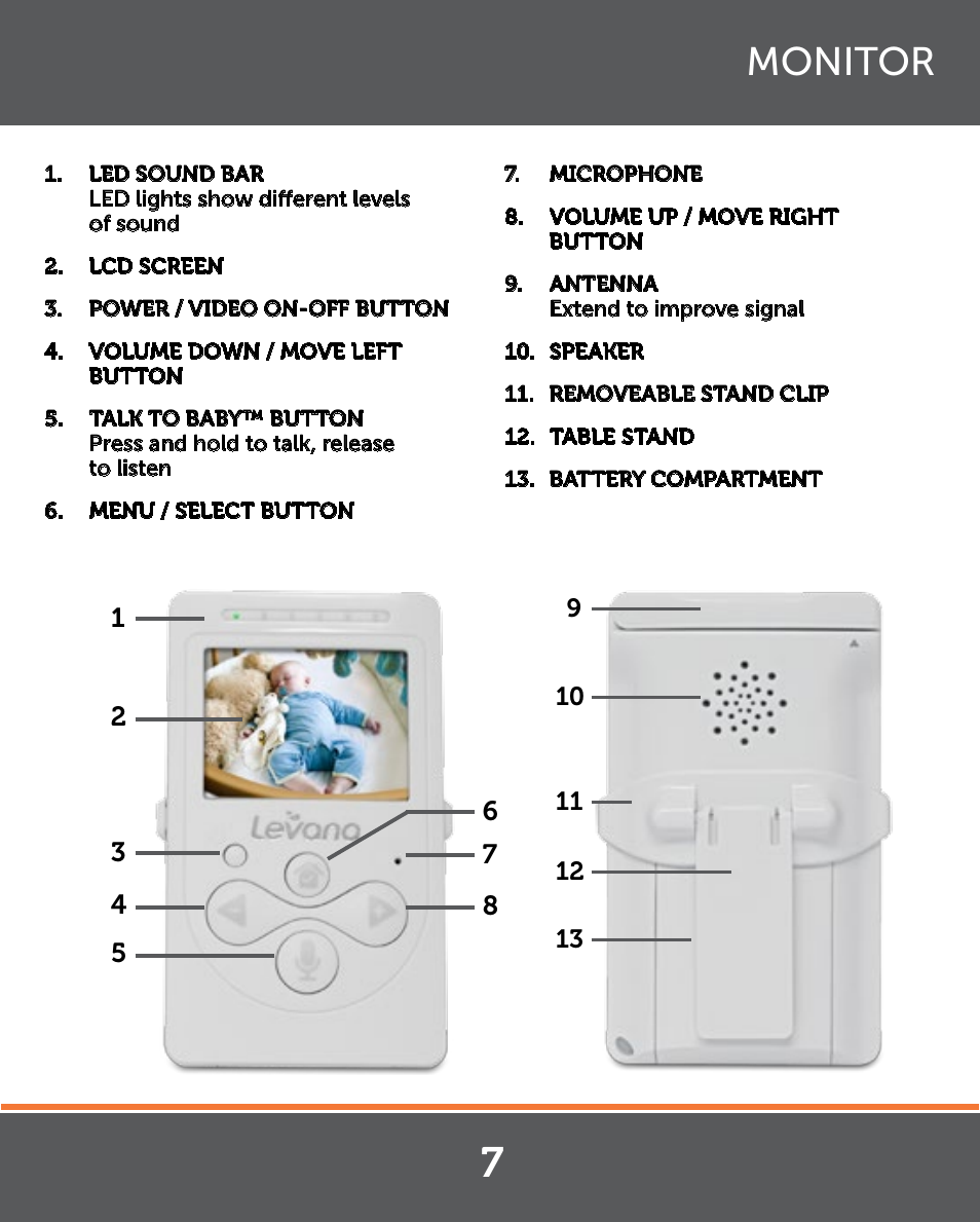 Monitor | Levana Lila Manual User Manual | Page 7 / 56