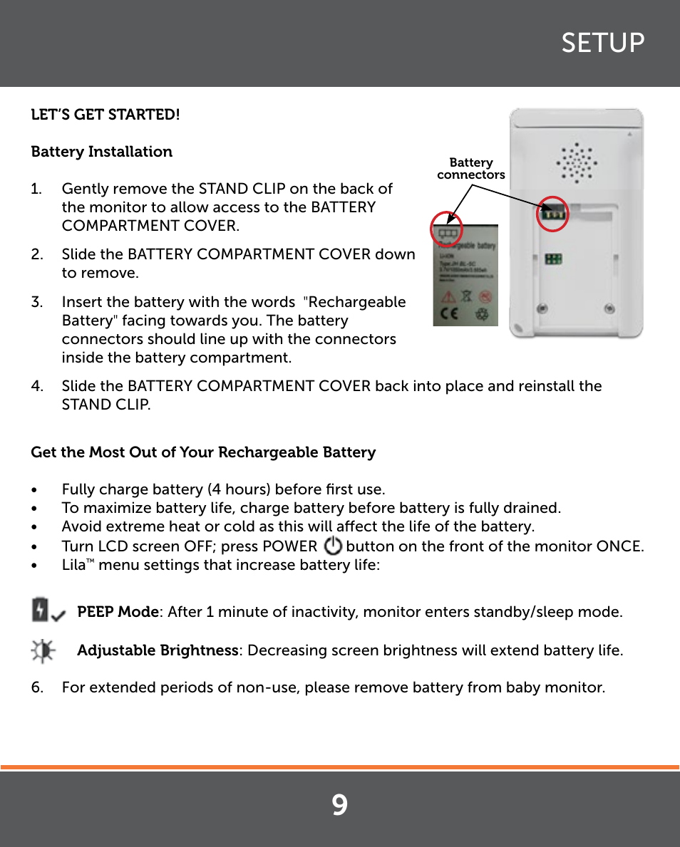 Setup | Levana Lila Manual User Manual | Page 9 / 56