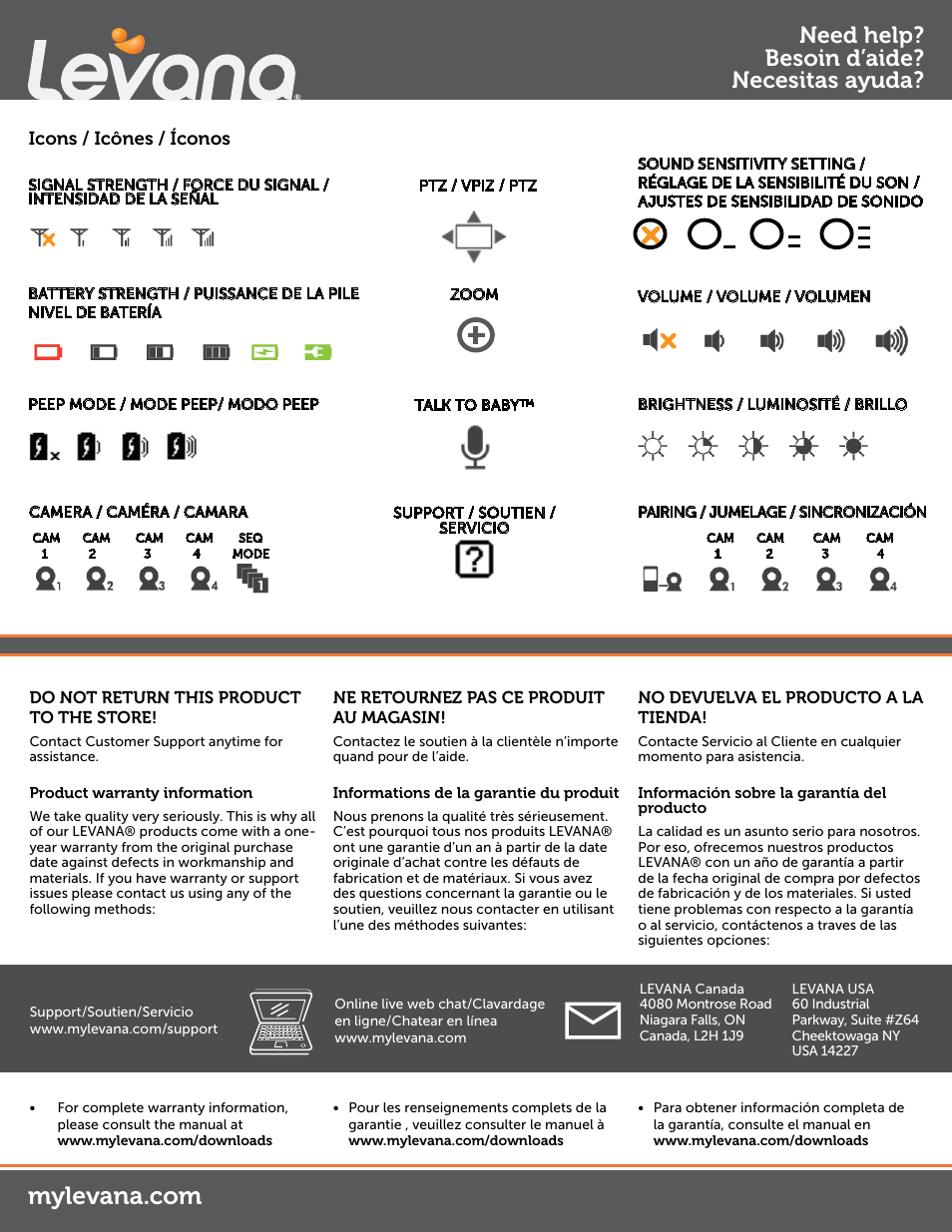 Need help? besoin d’aide? necesitas ayuda | Levana Astra Quick Start User Manual | Page 2 / 2