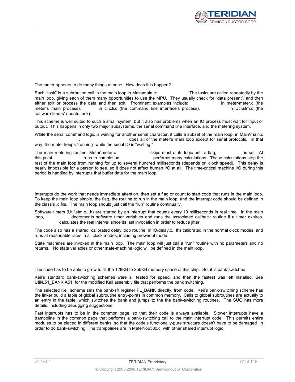 14 firmware application information, 1 general design considerations, 1 multitasking | 2 synchronization, 3 bank switching, Firmware application information, General design considerations, Multitasking, Synchronization, Bank switching | Maxim Integrated 71M6534 Energy Meter IC Family Software User Manual | Page 77 / 116