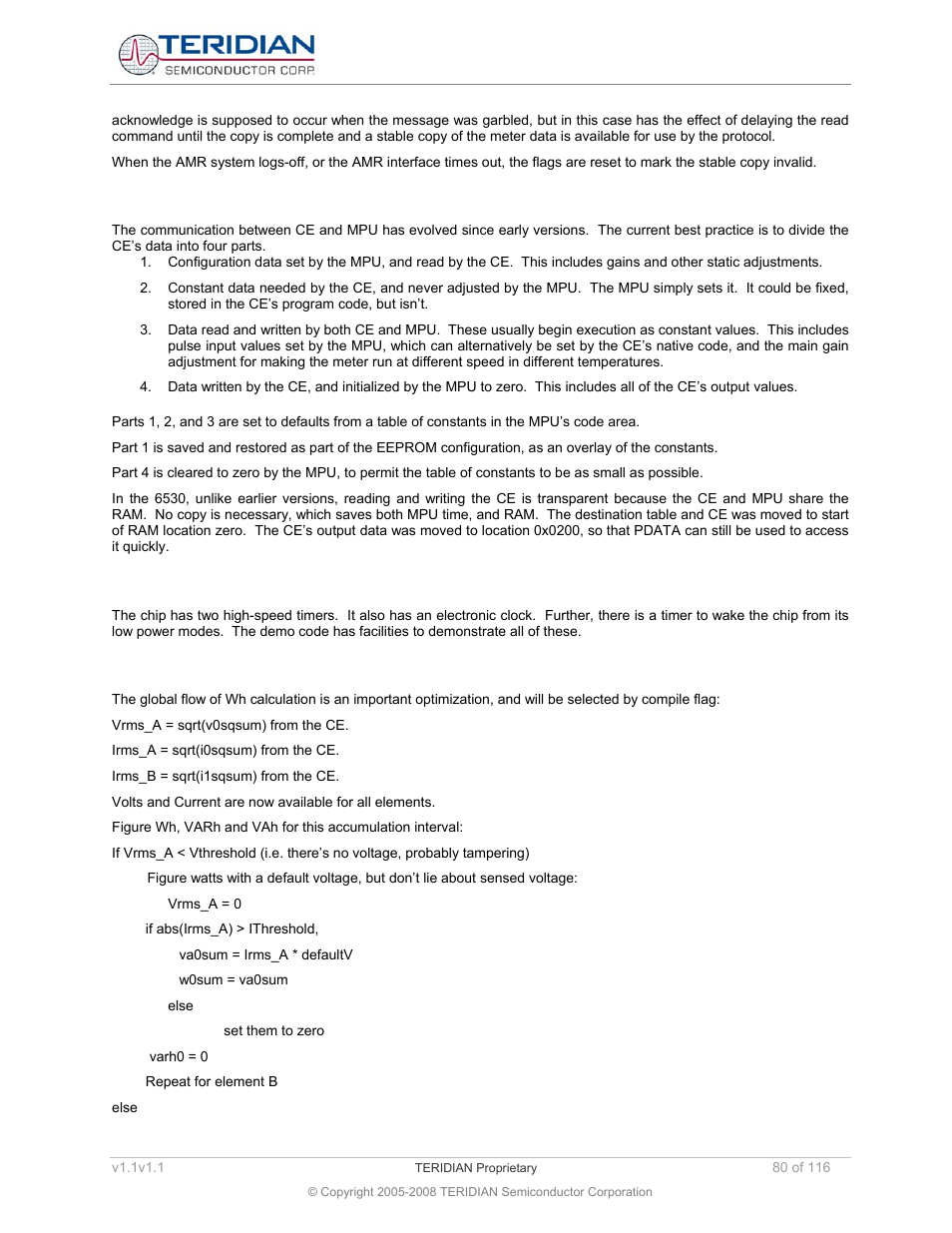 14 communication between mpu and ce, 15 timing control, Communication between mpu and ce | Timing control | Maxim Integrated 71M6534 Energy Meter IC Family Software User Manual | Page 80 / 116