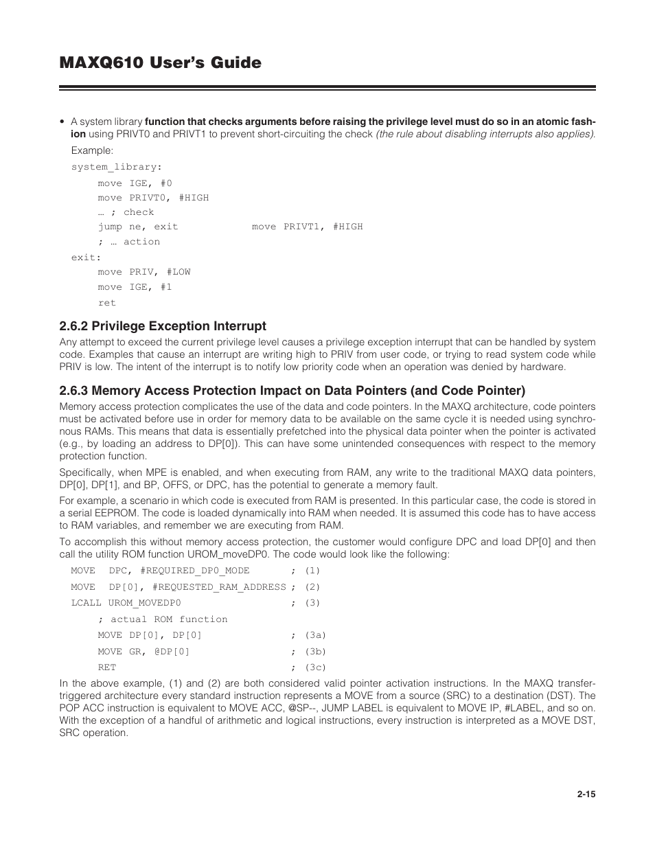 2 privilege exception interrupt, Maxq610 user’s guide | Maxim Integrated MAXQ610 User Manual | Page 19 / 203
