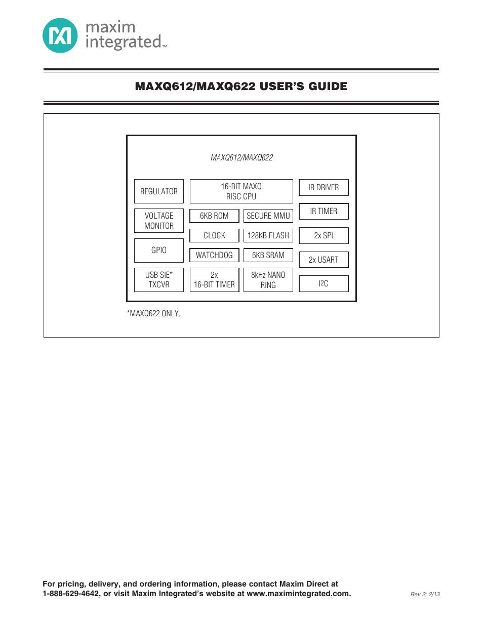 Maxim Integrated MAXQ622 User Manual | 255 pages